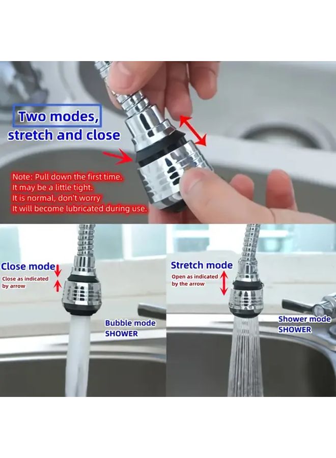 Silvery 360 Degree Rotating Splash Proof Kitchen Faucet Aerator with Adjustable Water Saving Nozzle - Image 5